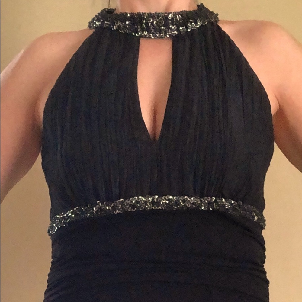Cachet black dress stretchy not short not long